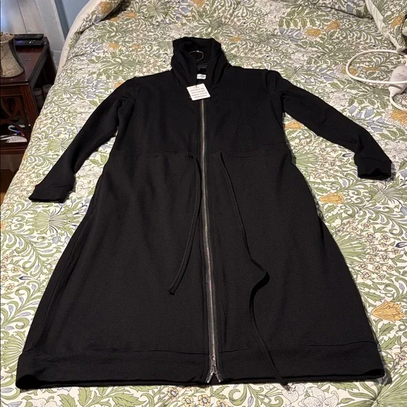By Tess Maxi Hoodie Black Long Sleeve Zip Front Dress XS - Picture 16 of 16